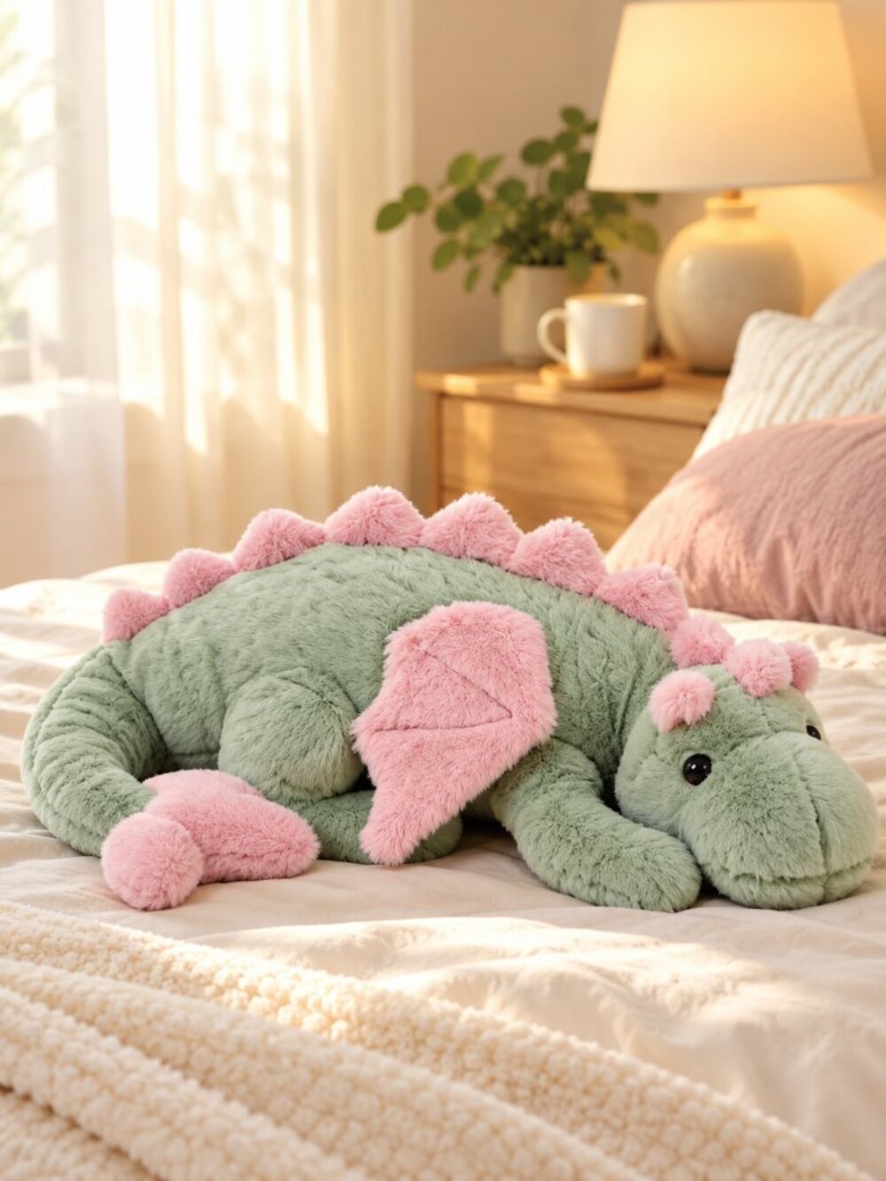 36in Cute Dragon Pterosaur Plush Toy Matcha Green Pink Wings Pillow